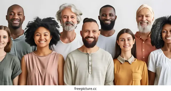 Smiling Diverse Group of People Standing Together