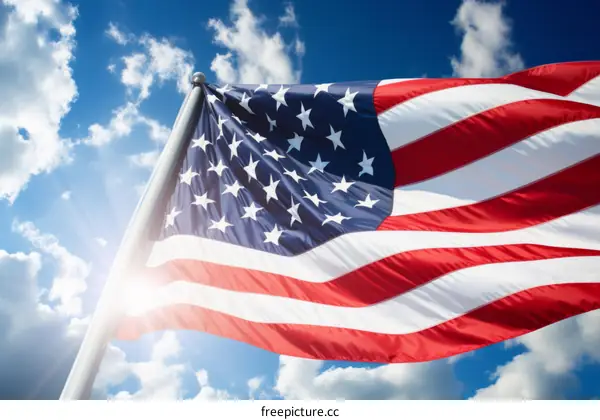 American flag waving in the wind
