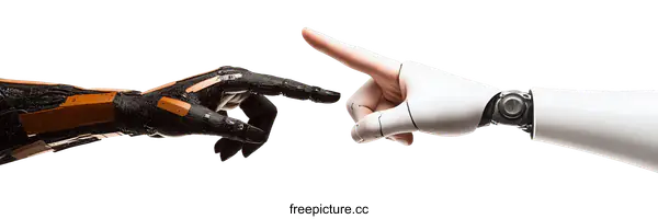 [Transparent Background PNG]Futuristic Robotic Arms Touching