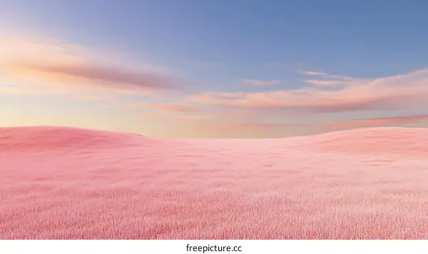 Pink Field Landscape at Sunrise