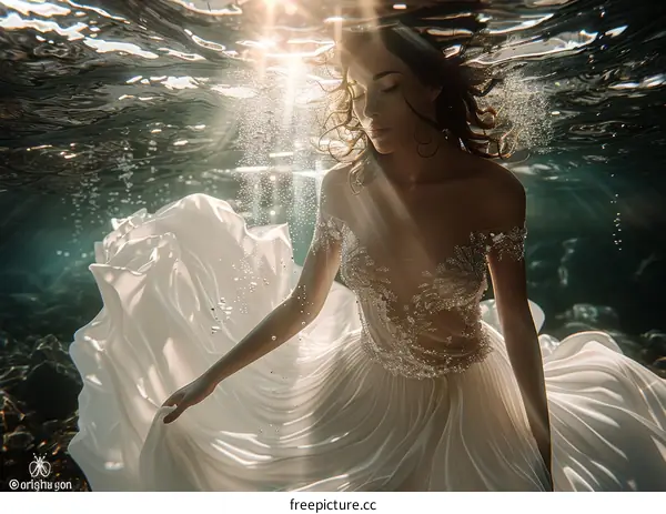 An Underwater Dream: Bride in a White Dress