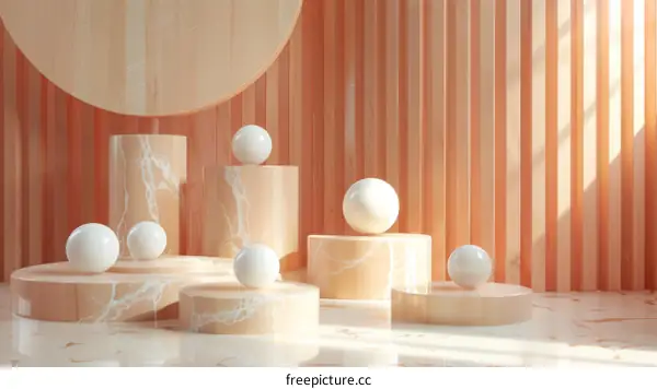 Minimalist Peach Podiums With Marble Accents