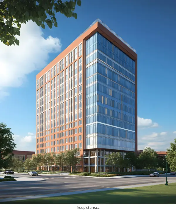 Modern Glass and Brick Office Building Design