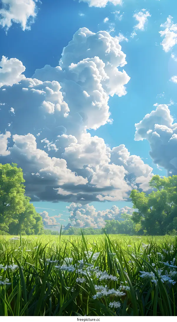 White clouds in the blue sky