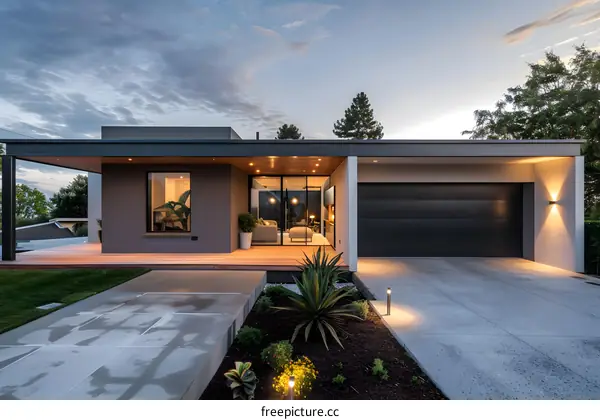 Modern House Exterior with Deck and Landscaping