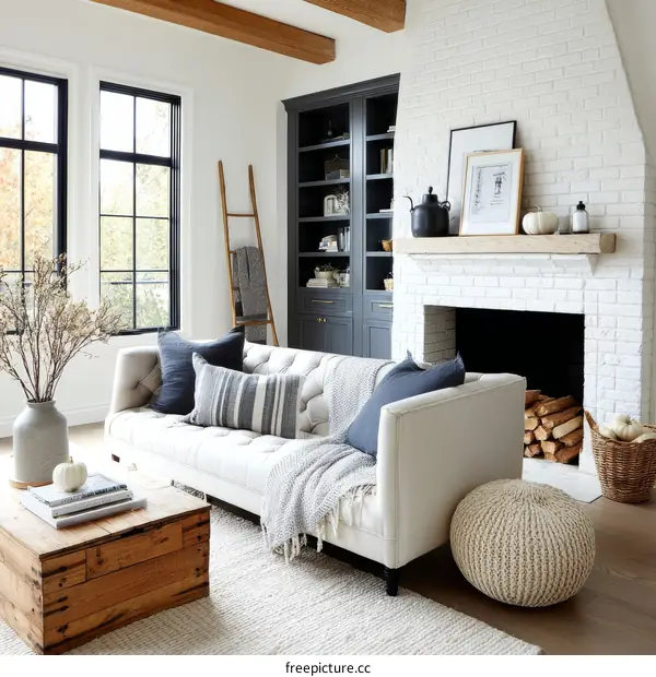 Modern Farmhouse Living Room with Cozy Details