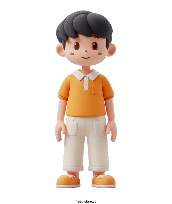 [Transparent Background PNG]3d rendering of a cute boy