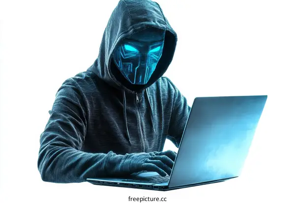 Mysterious Hacker at Laptop