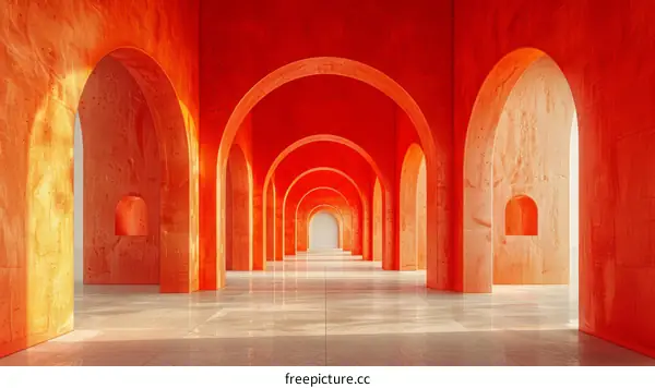Orange arch hallway