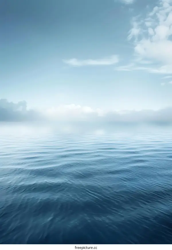 Blue Ocean Waves and White Clouds