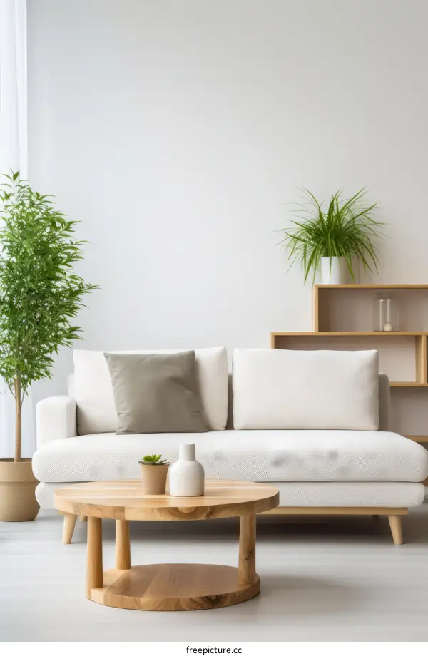 Airy White Living Room with Natural Elements