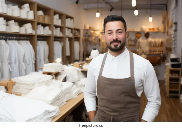 Portrait of a male shop owner standing in his store