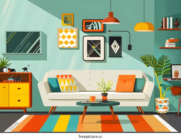 Modern Living Room Interior Design Illustration