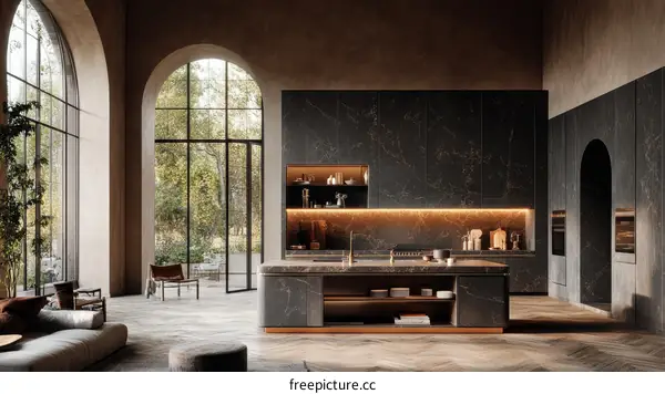 Modern Dark Kitchen Interior Design