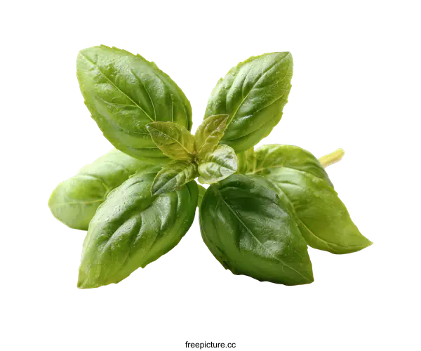 [Transparent Background PNG]Fresh Basil Leaves Close-up