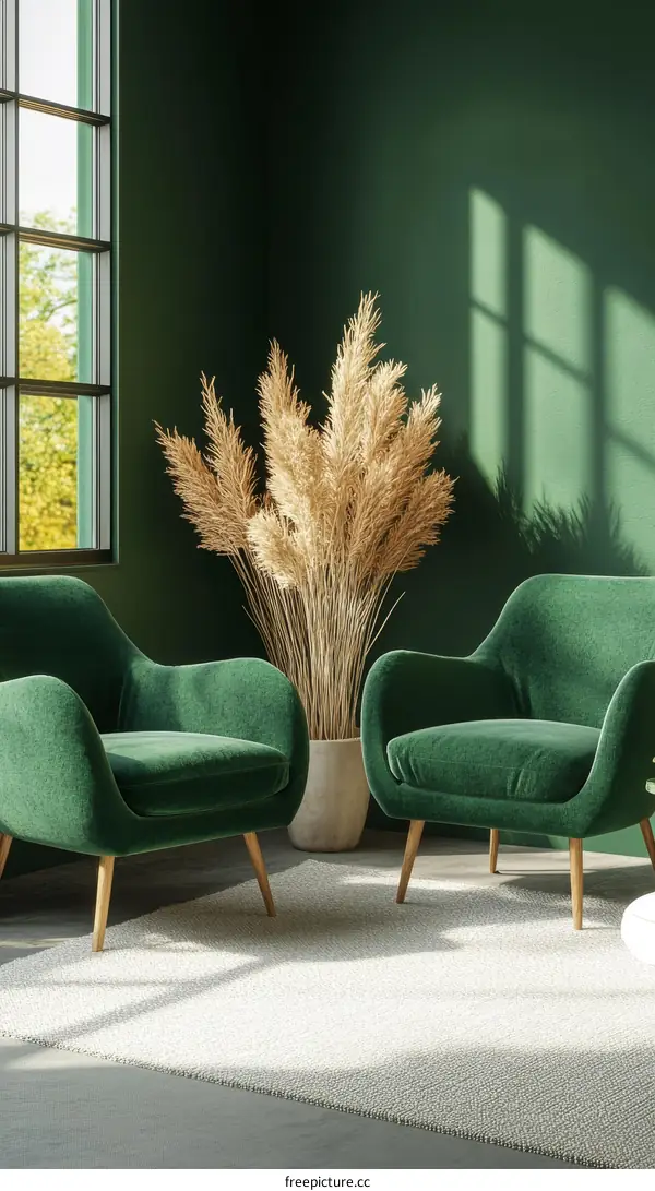 Emerald Green Living Room Interior Design