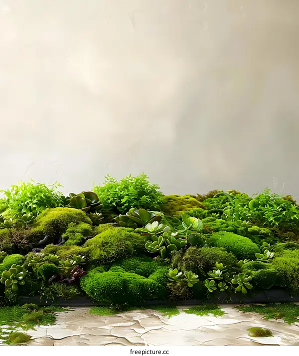 Green Moss Wall With Succulents