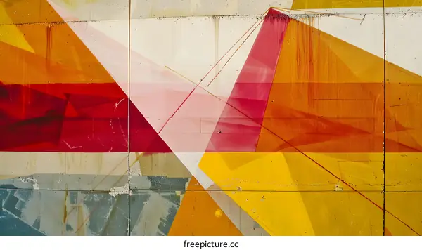 Abstract Geometric Shapes on Wall with Graffiti