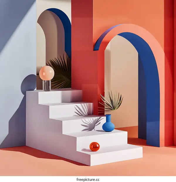 Modern Minimalist Interior Design with Archways and Geometric Shapes