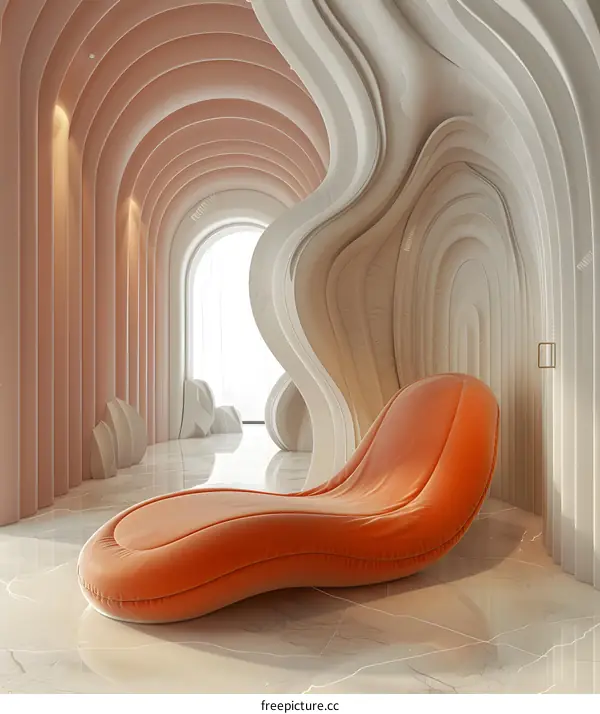 Orange Chaise Longue In A Modern Interior
