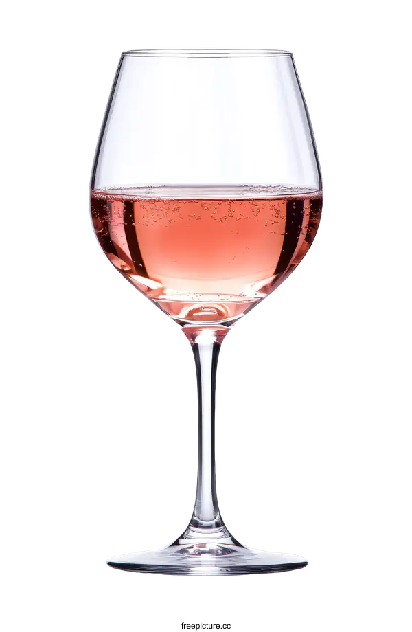 [Transparent Background PNG]Elegant Glass of Rosé Wine