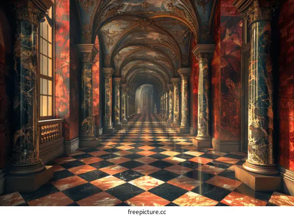Grand Palace Hallway Illustration
