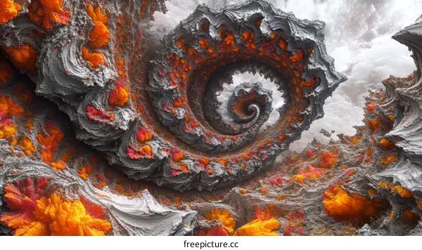 Abstract Fractal Spiral Landscape Art