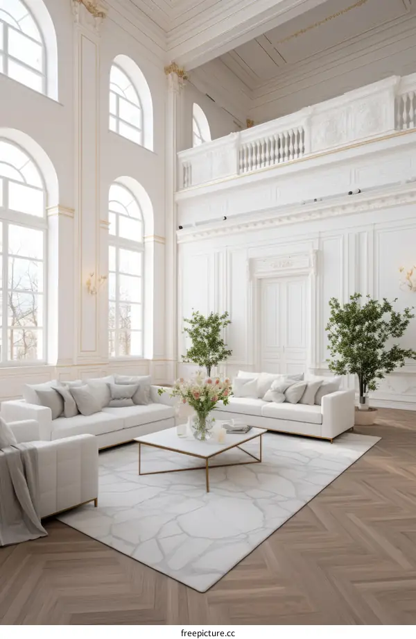 Bright and Airy White Living Room With Modern Furniture