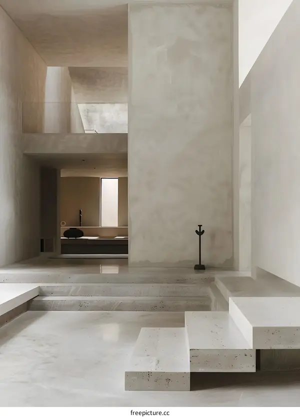 Modern Concrete Interior Design with Stairs