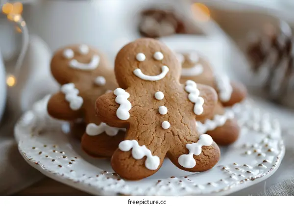 gingerbread man cookies on white plate
