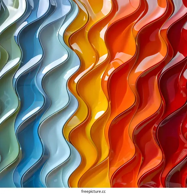 Abstract Wavy Colorful Glass Background