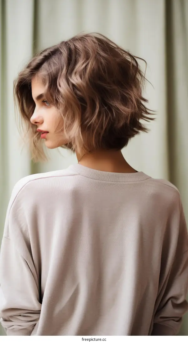 Young woman with short brown hair