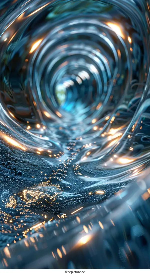 Illuminated Blue and Green Tunnel