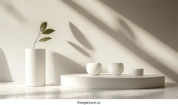 Modern Minimalist Still Life Composition with Sunlight and Shadows