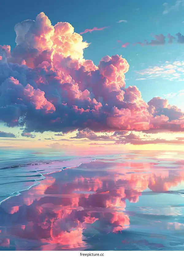 Beautiful and Tranquil Sunset at a Picturesque Seaside Beach