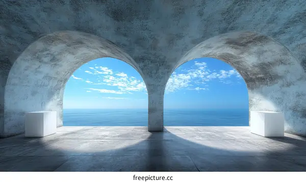Arch Concrete Structure with Ocean View
