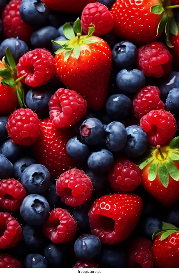 A close-up image of a variety of fresh berries