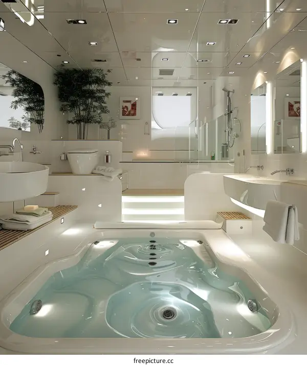 Luxury Yacht Bathroom with Breathtaking Ocean View