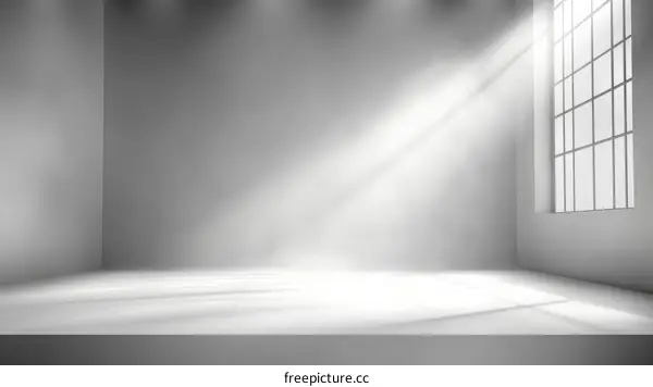 Empty Gray Room with Sunlight and Window