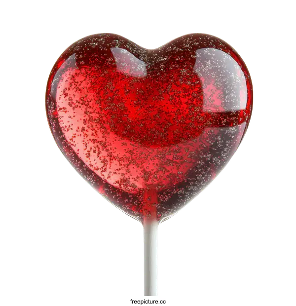 [Transparent Background PNG]Heart-Shaped Red Lollipop on Stick