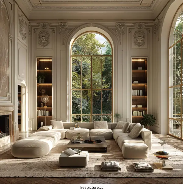 Elegant Living Room with Large Windows