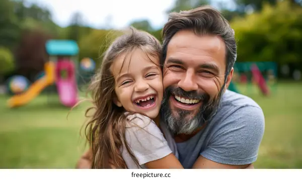 Happy father and daughter in the park