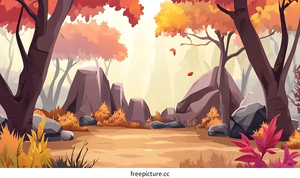Autumn Forest Landscape Illustration