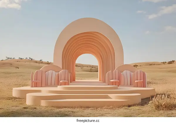 Abstract Archway Structure in Open Field