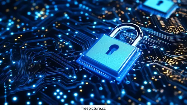 Cybersecurity Digital Lock on Circuit Board