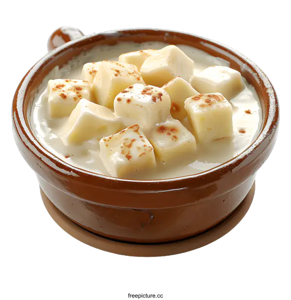 [Transparent Background PNG]Cheese soup with cinnamon in a bowl