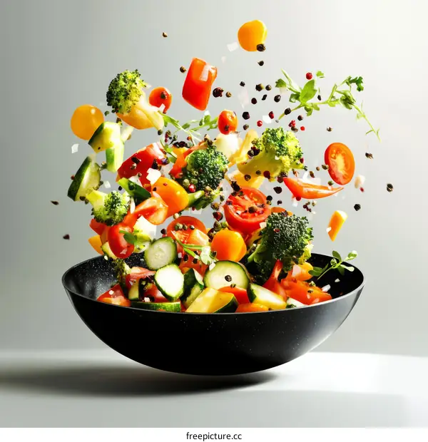 Colorful Vegetable Medley in a Wok