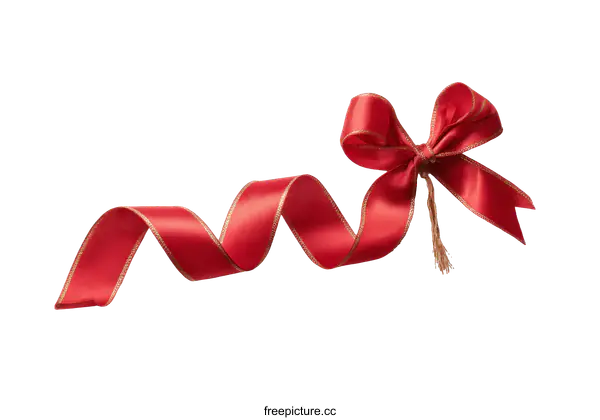 [Transparent Background PNG]Red Ribbon with Bow on White Background