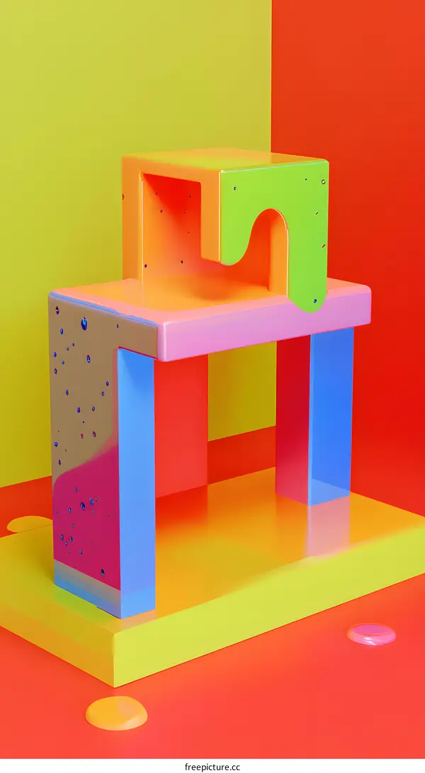 Abstract 3D Geometric Shapes Colorful Background