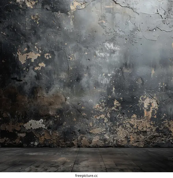 Grunge dark wall and wooden floor